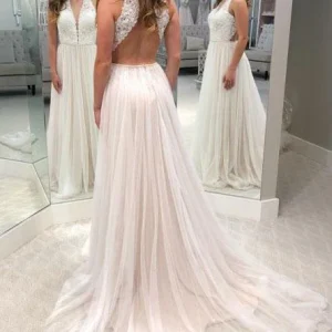 import placeholder for a line v neck open back tulle wedding dr 160219969