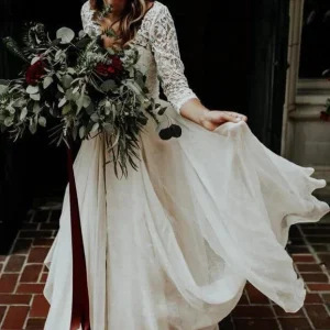 import placeholder for boho ivory chiffon 3 4 sleeves two piece 160220134