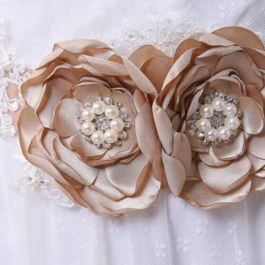 import placeholder for bridmsmaid sash belt with pearls flower 160220918